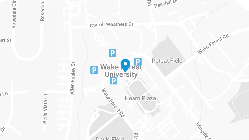 Map showing Wait Chapel and adjacent parking lots.